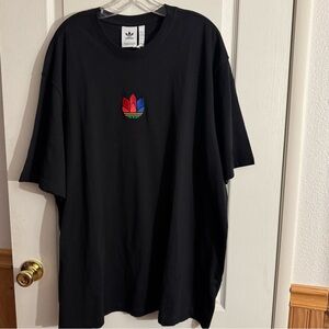 NWT Adidas Men's Black Tee with Colorful Logo